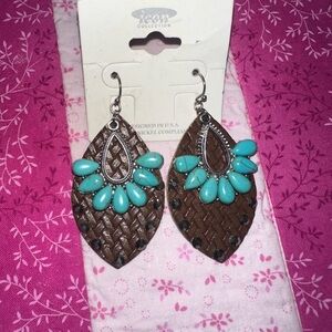 IC COLLECTION Brown and Turquoise Earrings